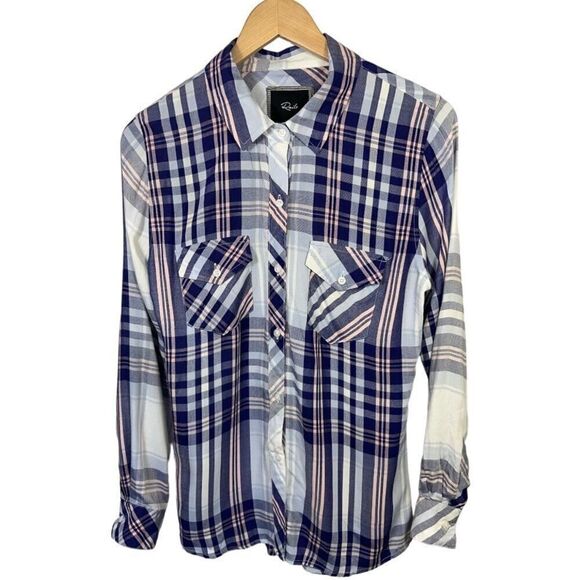 RAILS Women’s Carmen Plaid Button Down Long Sleeve Shirt Blue Size Small - Picture 1 of 8